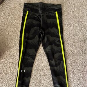 Under Armour Black and Neon Yellow Patterned Leggings